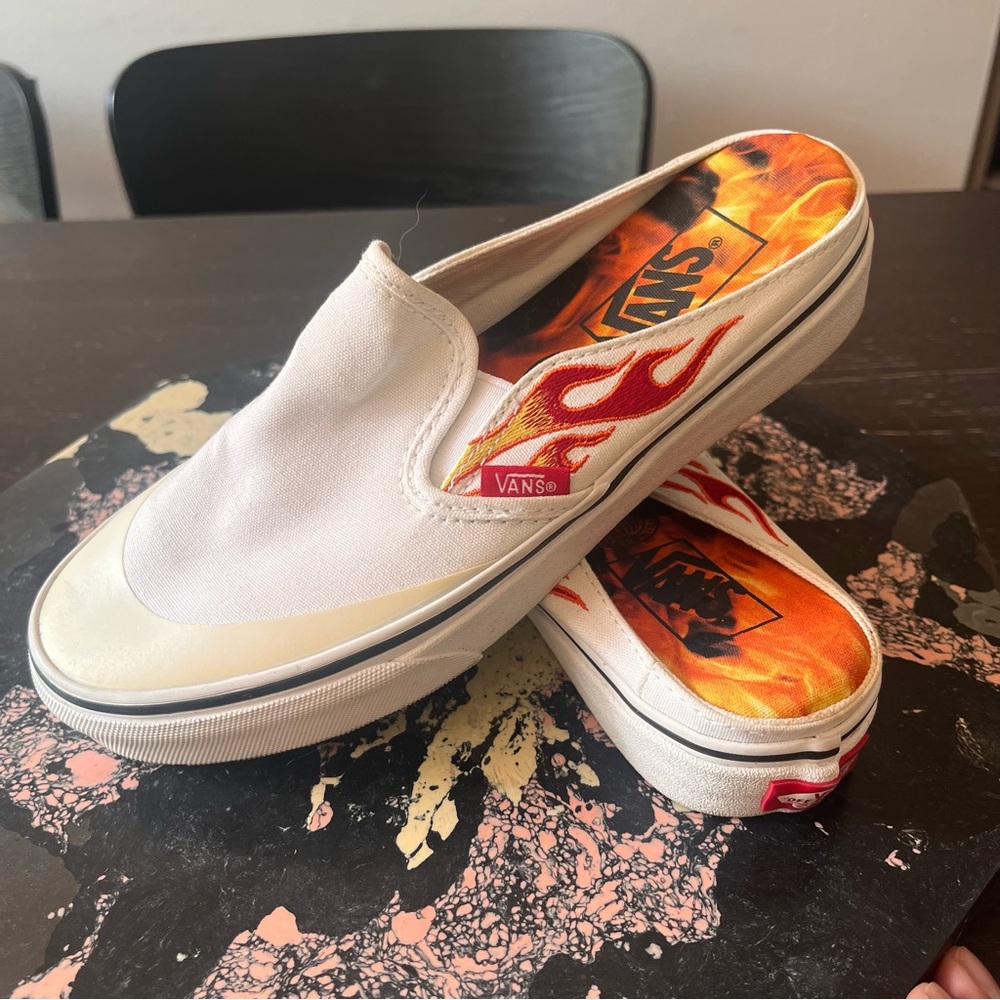 Vans - x A$AP Worldwide White & Red Slip-On Mule Shoes Men’s 5 / Women’s 6.5